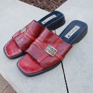 Brighton Beth Leather Slide On Red Size 8M